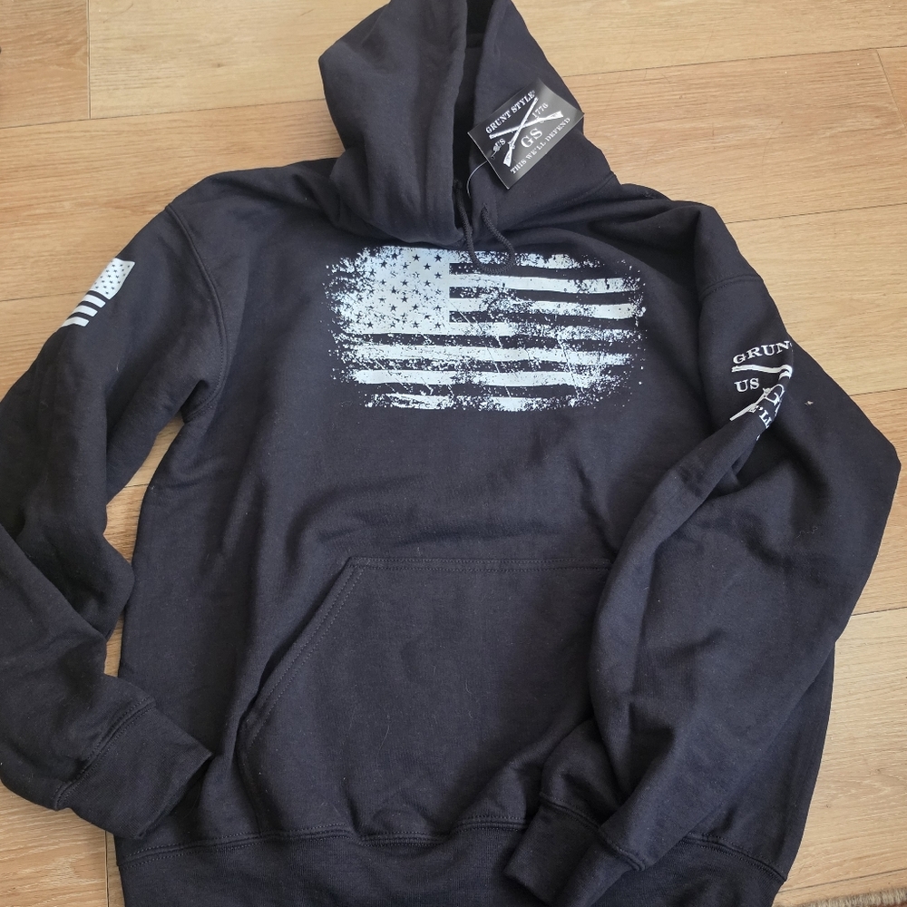 Grunt Style Vintage American Hoodie - Black Large